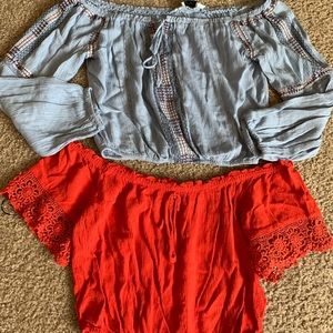 Bundle of 2 off the shoulder crop tops